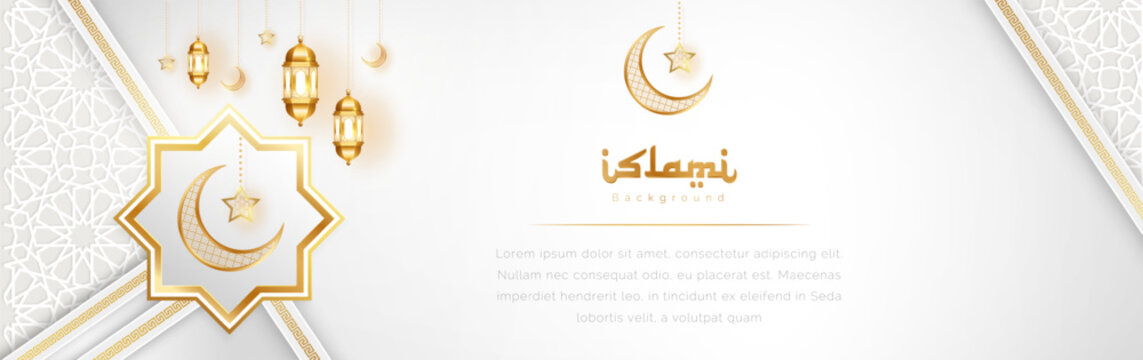arabic islamic elegant white and golden luxury background