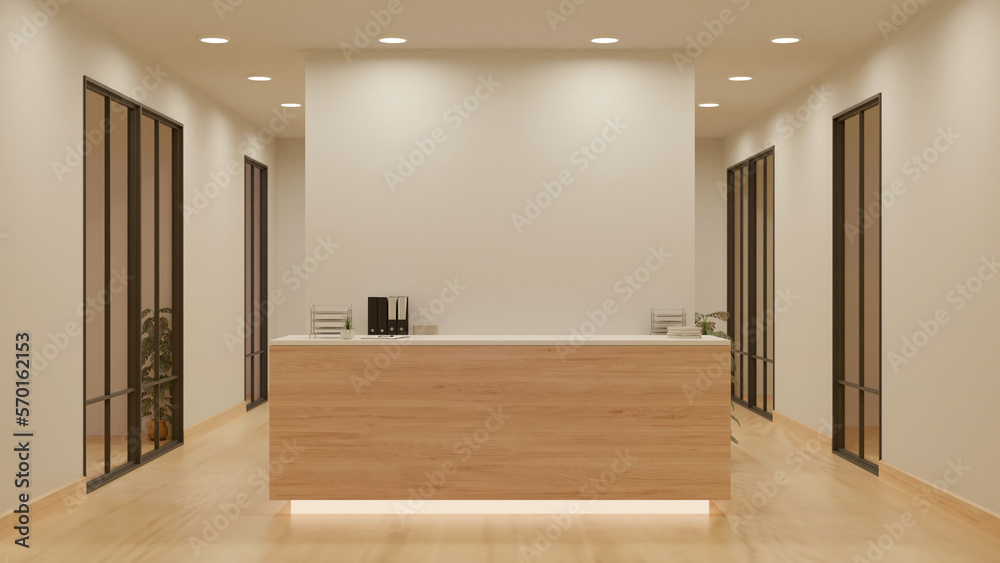 Simple Lobby Counter Luxury and contemporary lobby area interior design in white and wood ...