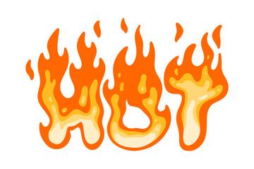 Poster - Hot fire text cartoon illustration