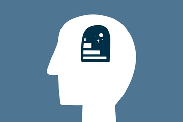 Poster - Silhouette human head with stairs