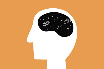 Poster - head with space and stars