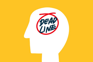 Poster - People head with deadline symbol