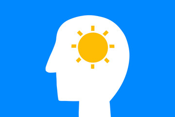 Poster - people head with sun symbol