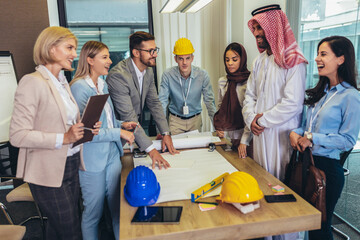 Wall Mural - Multicultural business people meeting and talking about business