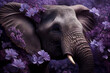elephant head , animal, elephant decorated with flowers, beautiful illustration, postcard, generative ai.