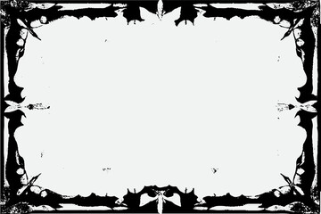 square frame with Grunge black ink ornament around the edges, white background in vector EPS format