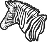 Fototapeta Konie - Black and white basic logo with sweet zebra