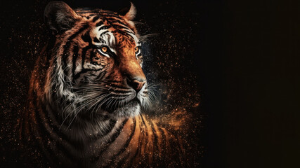Wall Mural - Tiger with copy space background. World wildlife day concept. Generative ai.
