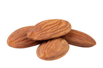 Wall Mural - Several almonds isolated on transparent background.