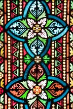 View Of Stained Glass Window In Mathias Church, Budapest, Hungary
