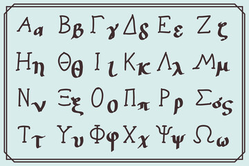 typography font hand drawn ancient greek alphabet symbol vintage.