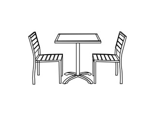 dining table vector design and line art. 2 seater vector dining table. dining table isolated white background.