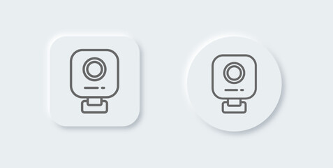 Poster - Webcam line icon in neomorphic design style. Video camera signs vector illustration.