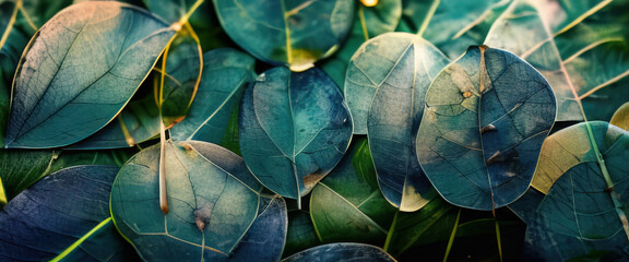 Close up of leaves. Organic nature texture background. (Generative AI)