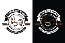 Modern Chicken Morning Coffee Illustration Emblem Logo Design