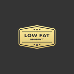 Sticker - Elegant Low Fat Label Vector or Low Fat Icon Vector Isolated on Dark Background. Suitable for low fat product labels. Best Low fat logo with simple design.