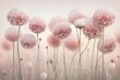Fluffy pastel flowers with long stems blooming in a field. Generative ai composite