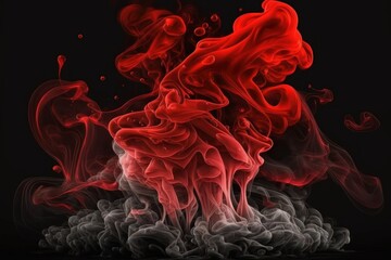 Poster - Red smoke with a dark background, isolated. Generative AI