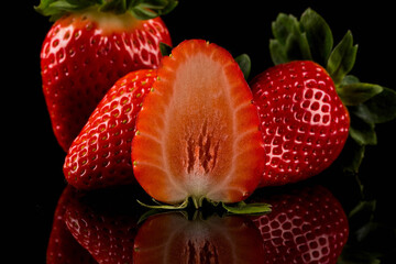 Red ripe strawberry fruits