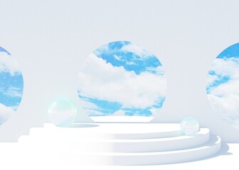 Wall Mural - podium blue sky background