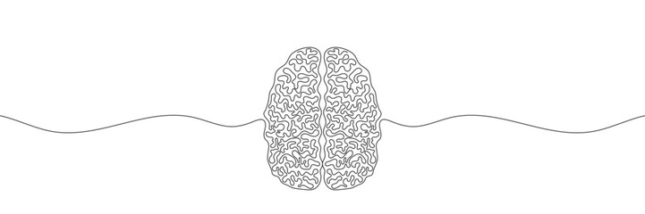 Wall Mural - Human brain, continuous line drawing concept isolated background on white. Vector illustration