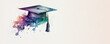 © Nehekharan - Graduation Hat - Watercolor (Generative AI Art) - with copy space