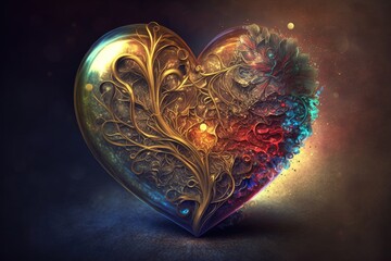 Wall Mural - Vintage heart on a dark background