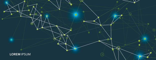 Poster - Vector digital connect lines on blue background. Abstract technology design
