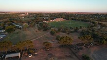 Regional Town Sea Lake Football Oval Twilight Aerial Circling Victoria