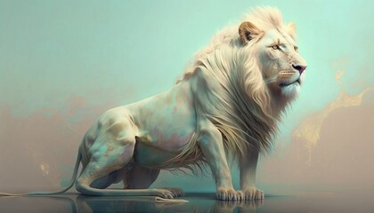 Naklejka na meble Lion animal abstract wallpaper in pastel colors generative ai