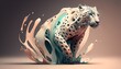 Leinwandbild Motiv Cheetah animal abstract wallpaper in pastel colors generative ai
