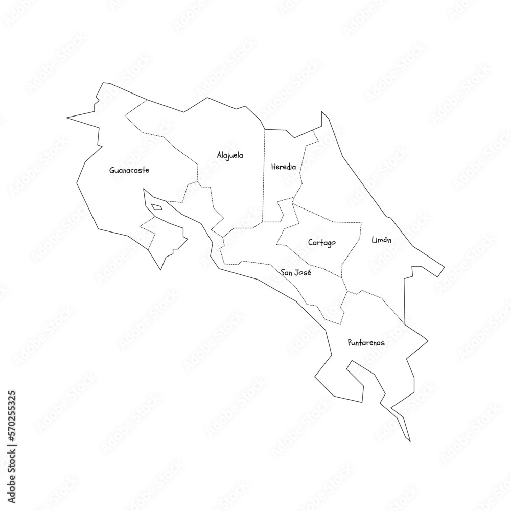 Costa Rica political map of administrative divisions - provinces ...