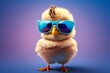 Sweet and funny baby chick wearing in fashion sunglasses. Generative AI