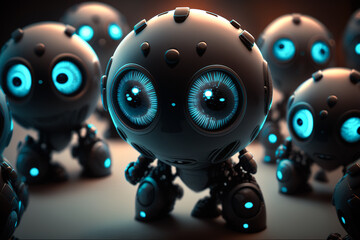 A group of cute robots ready to go, generative ai