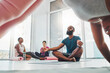 © Coetzee/peopleimages.com - Black man, yoga and meditation with lotus exercise for fitness, peace and wellness in class. Young male person in gym studio for holistic workout, mental health and body balance with zen energy