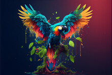Splash Fluid 3d Macaw Parrot Illustration - Generative AI
