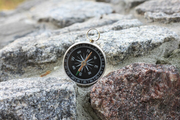 round compass on natural background