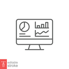 Poster - Dashboard admin line icon. Simple outline style. User panel template, data analysis, agency, graph, business linear sign. Vector illustration isolated on white background. Editable stroke EPS 10.