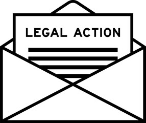 Sticker - Envelope and letter sign with word legal action as the headline