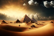 Great pyramids from Giza, Egypt in sunny daytime. Neural network generated art