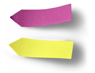 yellow and pink sticky note arrow