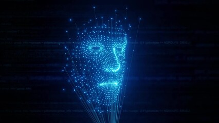 Wall Mural - Artificial Intelligence Digital face, spin face motion,4K resolution