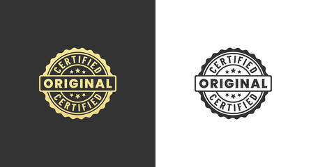 Sticker - Certified Original Label or Original Certified Stamp Vector on White and Black Background. original product label for packaging. original product label or stamp vector.