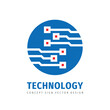 © serkorkin - Connection electronic technology - creative logo design. Digital chip sign. Network communication concept symbol. Database icon. Blockchain futuristic symbol. Corporate identity. Vector illustration.