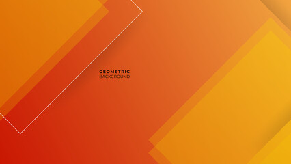 Wall Mural - Gradient orange abstract presentation background with square layer. Layered geometric rectangle shapes. Vector illustration design for presentation, banner, cover, web, flyer, card, poster, wallpaper.