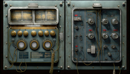 Vintage Equipment Control Panel. Generative AI