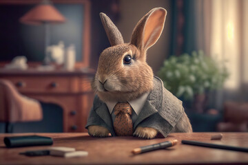 Sticker - portrait of rabbit dressed in a formal business suit