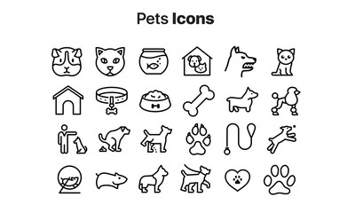 pets icon black and white outline style flat design perfect for pet shop or etc eps 8