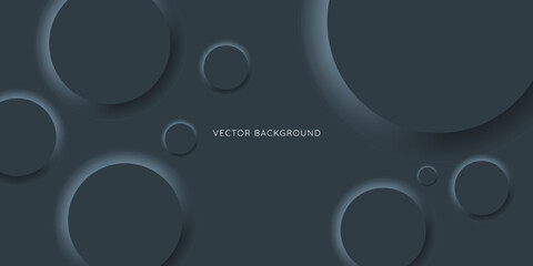 Poster - Dark modern neomorphism abstract background. Abstract 3D circle wallpaper. Background with neomorphism circles. Vector EPS 10