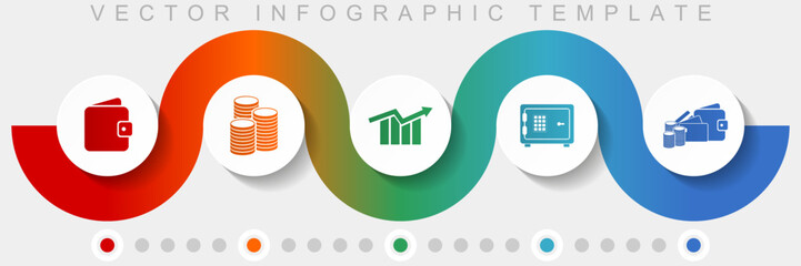 Fototapete - Banking infographic vector template with icon set, miscellaneous icons such as wallet, money, diagram and safe for webdesign and mobile applications